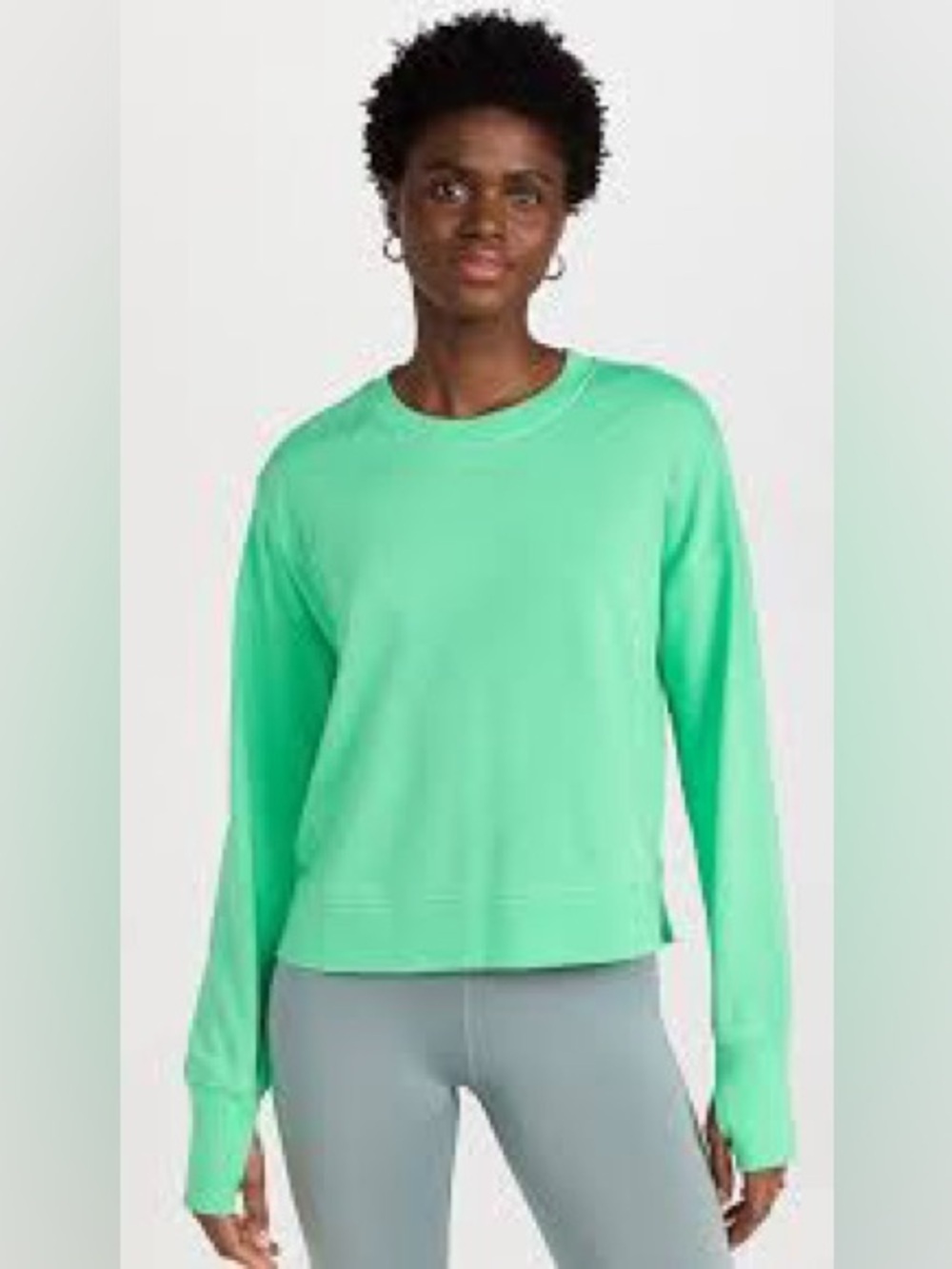 Sweaty Betty Green Pullover Sweatshirt Thumbholes Crewneck US 10